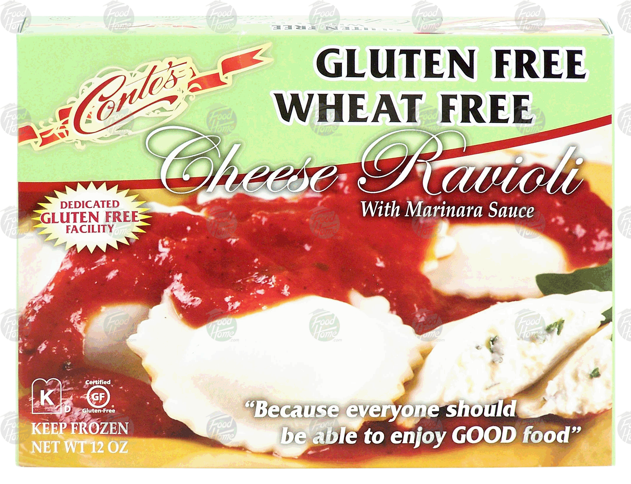 Conte's  cheese ravioli with marinara sauce, gluten free, wheat free Full-Size Picture